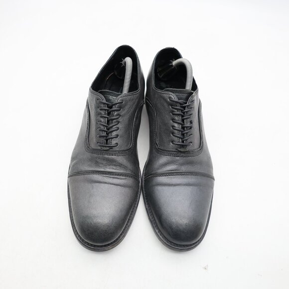 John Varvatos Men\'s UK 10.5 Black Silver Leather Cap Toe Shoes Handmade Italy main image 6